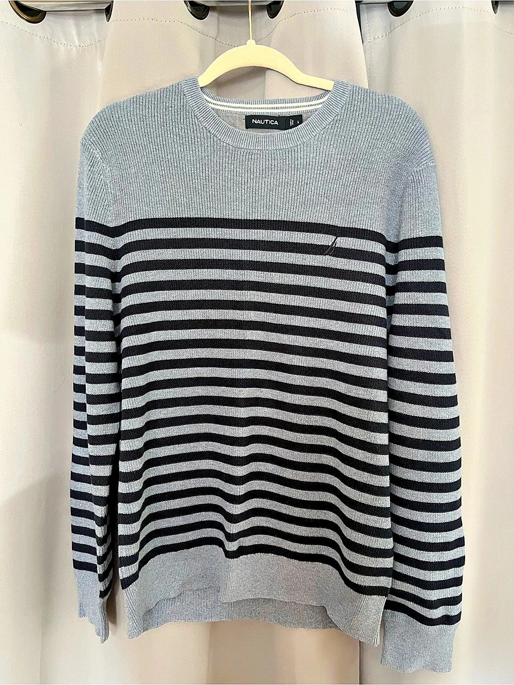 Nautica Men's Striped Crewneck Sweater, Size Large